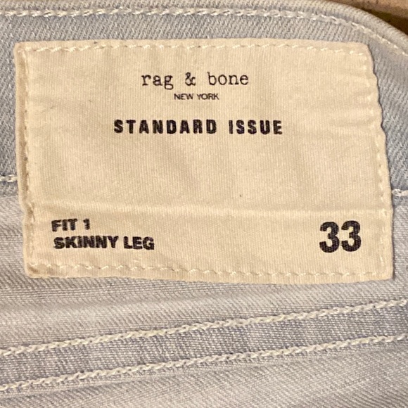 rag & bone NY Standard Issue Fit 1 Skinny Leg Jeans in White Water size 33 - Picture 5 of 16
